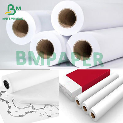 Mühendislik için 24 &quot;X 150 '20lb CAD Kaplanmamış Plotter Kağıdı Parlak Beyaz Renk