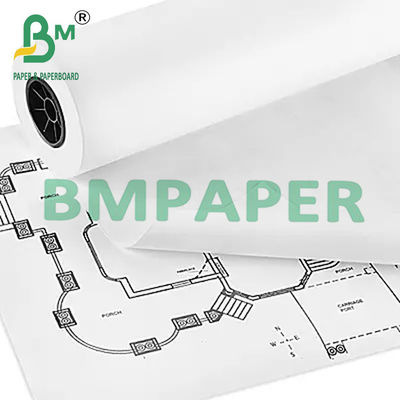 24&quot; X 150ft 20lb Beyaz Bağlama Kağıdı CAD Mühendislik Çizimi İçin Mürekkep Atışlı Rulolar