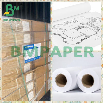 24&quot; X 150ft 20lb Beyaz Bağlama Kağıdı CAD Mühendislik Çizimi İçin Mürekkep Atışlı Rulolar