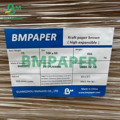 Yüksek Güçlü Genişletilebilir Poşet Kağıdı 75gm 80gm 85gm Virgin Kahverengi Kraft Kağıdı