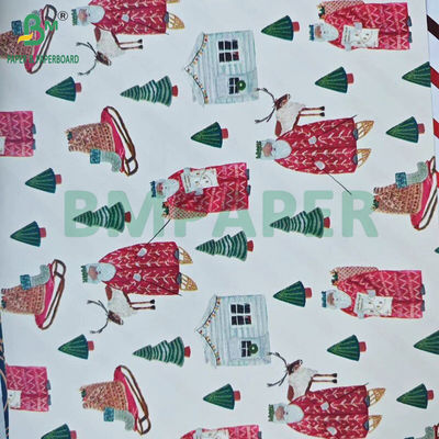 60gm Özel Basılmış Noel Hediye Paketleme Kağıt Rulo 43cm x 300cm