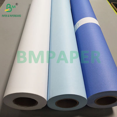 20LB 24&quot; Tek taraflı Parlak Mavi Mor CAD Plotter Mühendislik Tahvilleri Kağıt ruloları