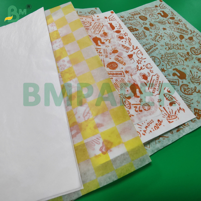 30gm 32gm Mumla kaplı gıda sınıfı ambalaj kağıdı Hamburger için 14' x 18'