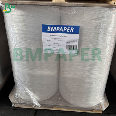 25g White Straw Wrapping Paper Slitting Rolls 26.5mm 27mm Width 6000m Length