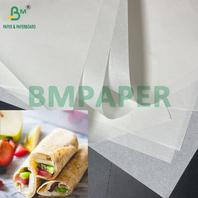 Islaklığa dayanıklı 25gm ila 40gm Gıda derecesi beyaz kağıt ruloları tortilya sarmak için