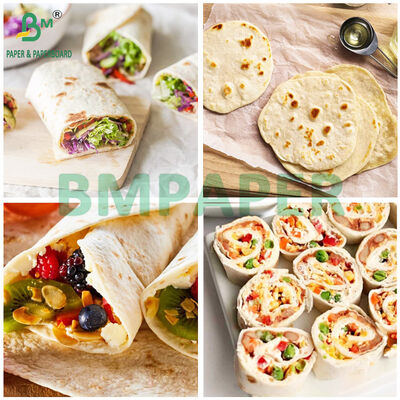 25gr 28gr 30gr 34gr Gıda sınıfı nemden korunmuş beyaz tortilla ambalaj kağıdı