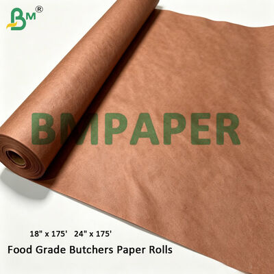 18" Gıda Sınıfı Kasap Kraft Kağıt Ruloları Pembe Renk, 60gsm x 18" genişlik x 175' uzunluk